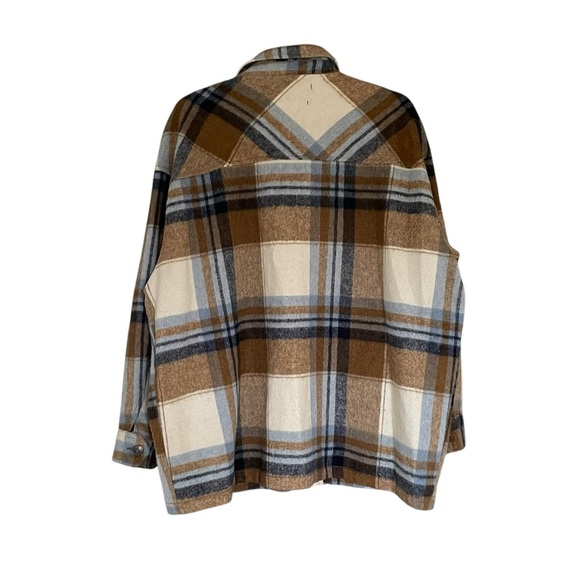 Zara Brown and Blue Plaid Button Down Jacket - Picture 4 of 7